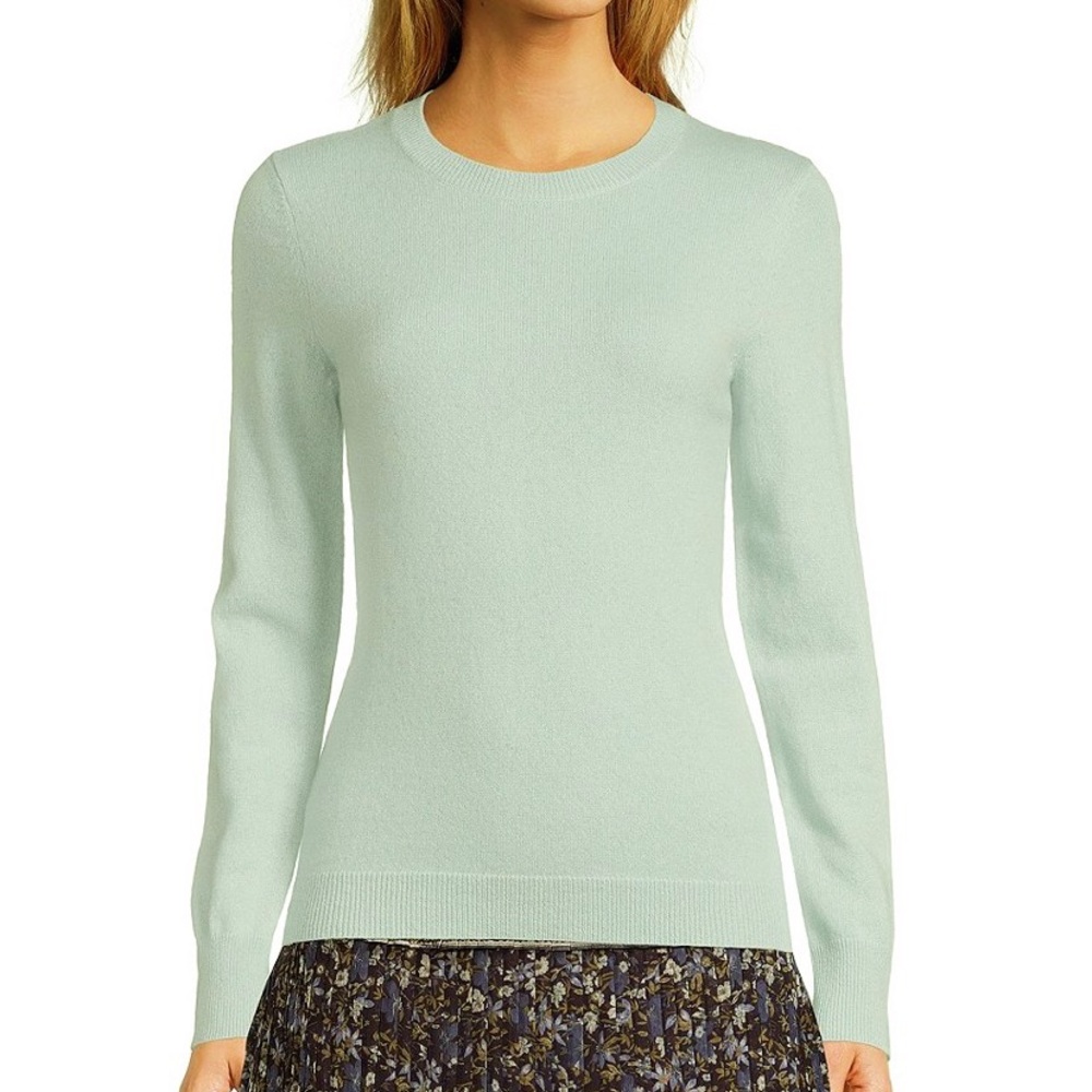 Light Frost Green Mint 100% Cashmere Super Soft Antonio Melani Crew Neck Sweater
